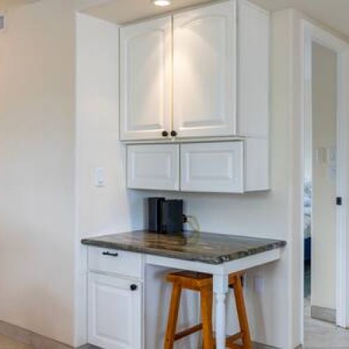 Work desk area with stool