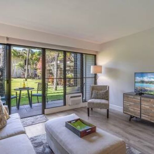 Enjoy a garden view from your living area and private lanai