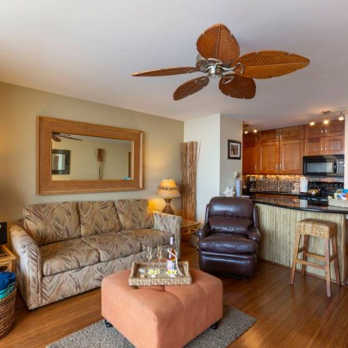 Enjoy the Hawaiian style aesthetic throughout this condo.