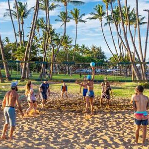 Volley ball courts across the street at Kalama Park