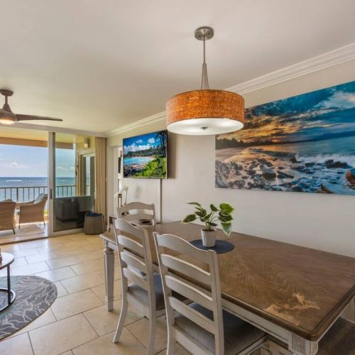 Dining table with bench for 6 people.