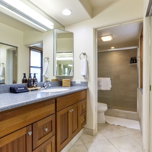 Freshly remodeled walk in shower