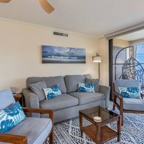 Plenty of seating in this living area. The sofa sleeper is queen size