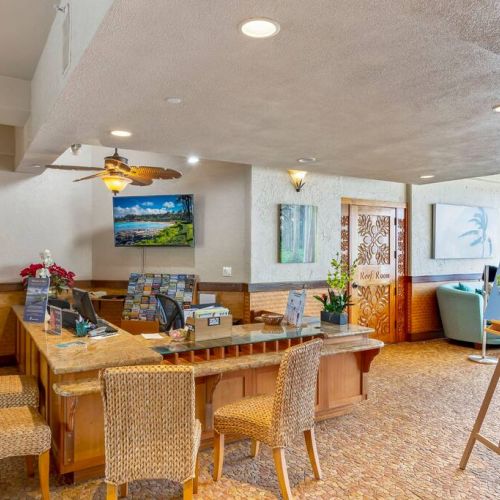 Concierge desk to book rentals and excursions.