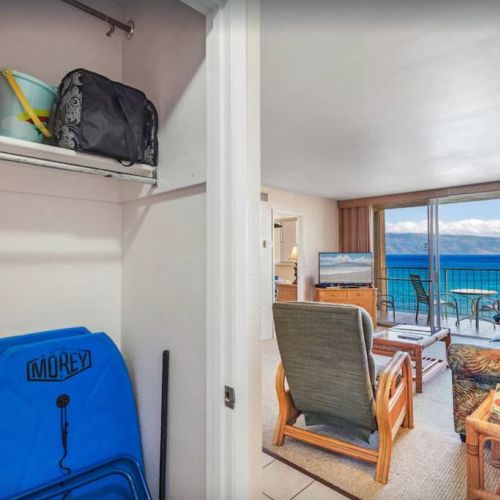 Beach gear for your use in the closet.
