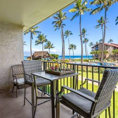 Admire sunsets, sailboats, seasonal whales, and that Maui blue from your private lanai.