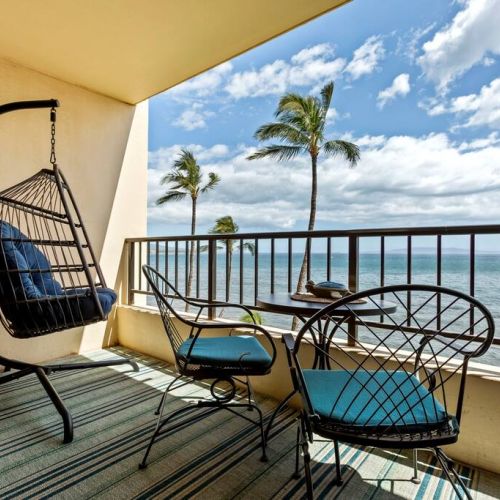 Bistro table for 2 and an egg swing for your enjoyment.