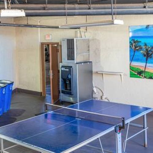 Ping pong table in basement