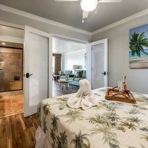 Bathroom can accessed from bedroom or living area.