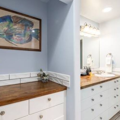 Plenty of storage in downstairs bathroom