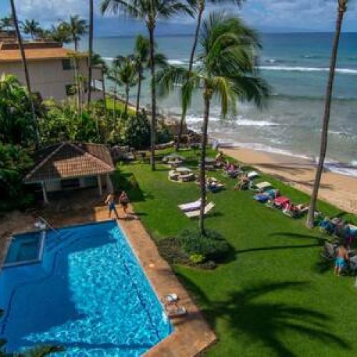Oceanfront pool and spa area.