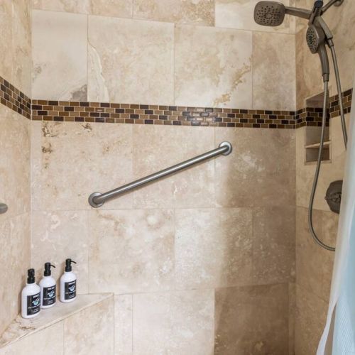 Remodeled walk in ADA shower with all the amenities courtesy of Stay Aloha.