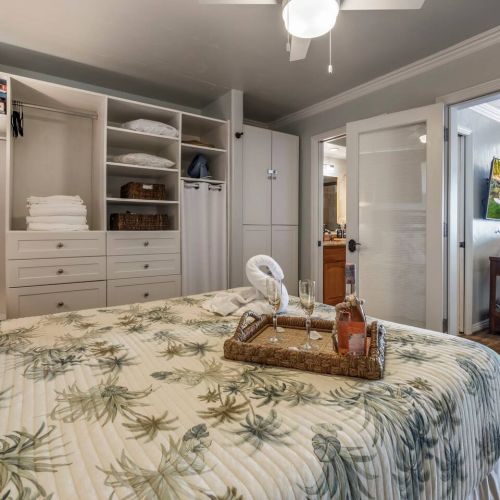 Bedroom does have privacy doors with blinds closing off living area.