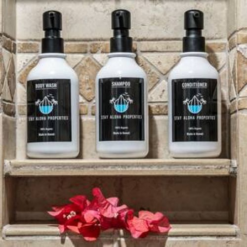 Organic made in Hawaii luxury bath essentials courtesy of Stay Aloha Properties.