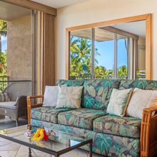 Queen sofa sleeper in living area.