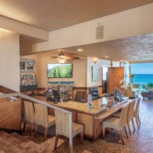 Oceanfront lobby with tour concierge desk