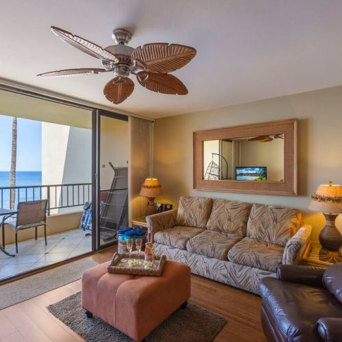 Living room features a sofa sleeper, a recliner, TV with cable, stereo, and more.