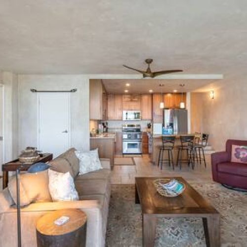 Venetian plaster throughout this highly upgraded corner condo