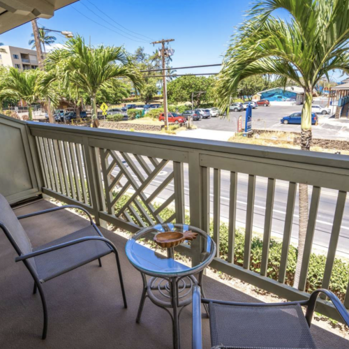 Private lanai with small partial ocean view
