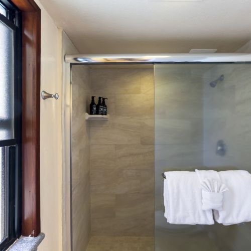 Freshly remodeled walk in shower