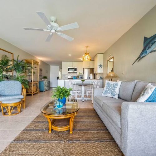 Plenty of seating in the living area.