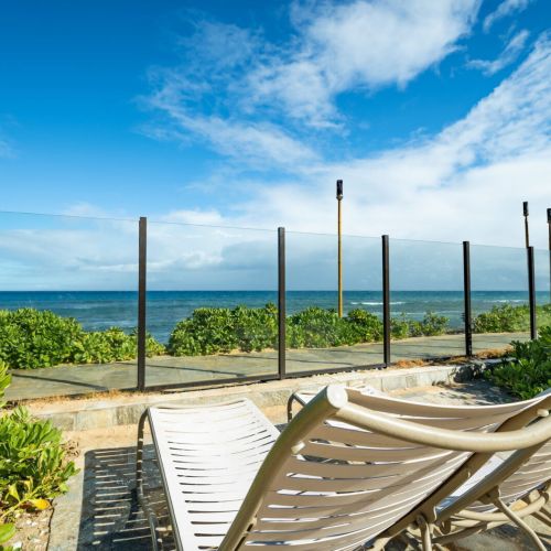 Oceanfront lounging off beach path walk