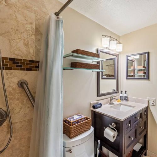 Remodeled walk in ADA shower with all the amenities courtesy of Stay Aloha.