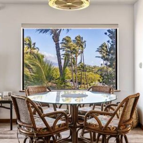 Dining table for four people with blade-less fan