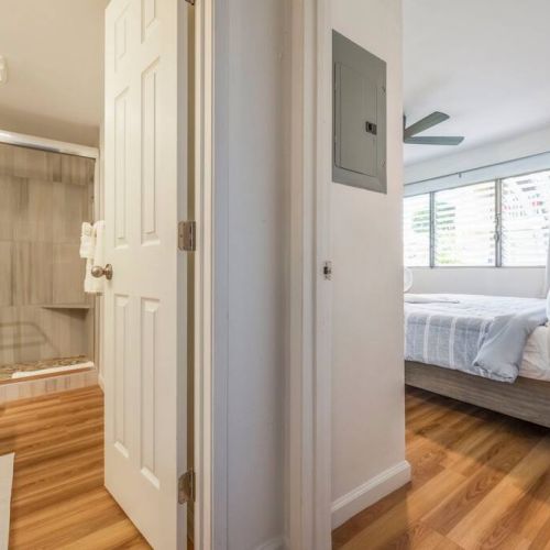 Bathroom right off the bedroom