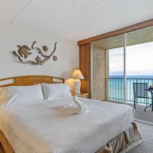 King size bed in this ocean view studio