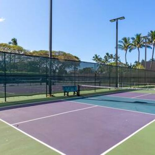 Papakea feature lit tennis and pickle ball courts for your use.
