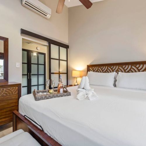 Lower level bedroom features an adjustable  California King size bed.