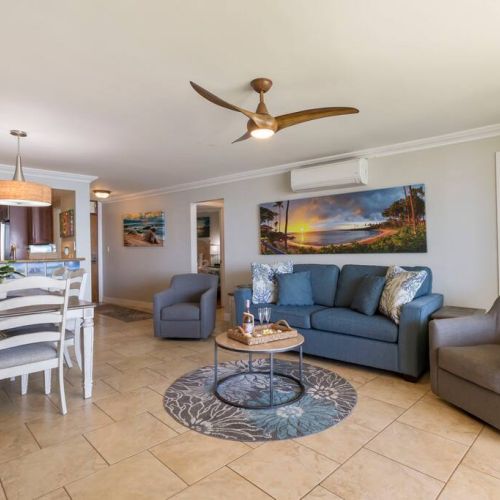 Plenty of seating in the living area.