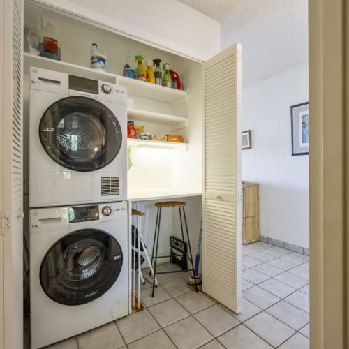 In unit washer/dryer and we supply essentials